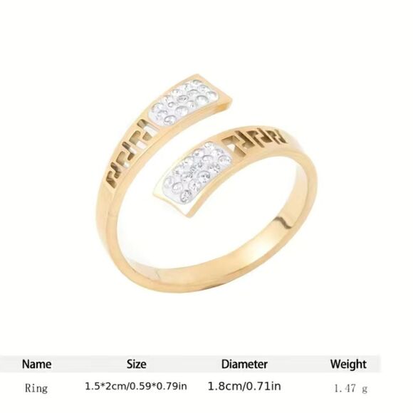 Chic Wrap Adjustable Ring Stainless Steel 18k Gold Plated Paved Shining Zirconia - Picture 6 of 11